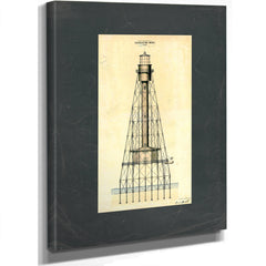 The Alligator Reef Sentinel Screw Pile Lighthouse Blueprint — Stretched Canvas Print | Bella Frye