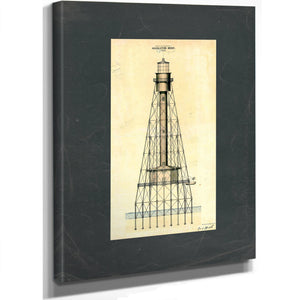 The Alligator Reef Sentinel Screw Pile Lighthouse Blueprint — Stretched Canvas Print | Bella Frye