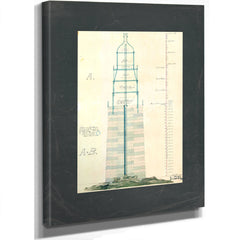 The Keepers Vigil Minots Ledge Lighthouse Blueprintb — Stretched Canvas Print | Bella Frye