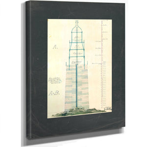 The Keepers Vigil Minots Ledge Lighthouse Blueprintb — Stretched Canvas Print | Bella Frye