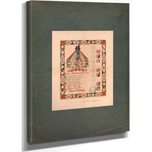 Arms of Washington and Pedigree of Washington 1858 — Stretched Canvas Print | Bella Frye