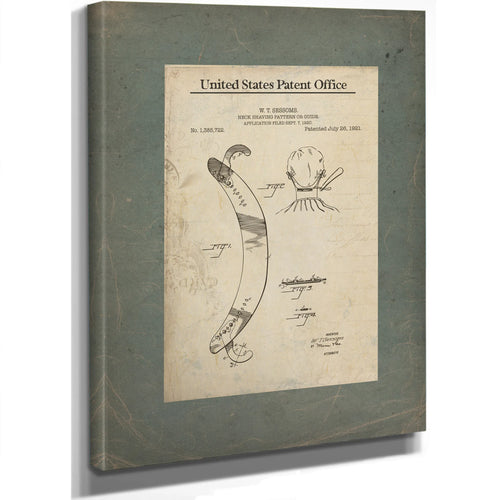 The Barbers Crescent Sessoms Neck Shaving Template Patent — Stretched Canvas Print | Bella Frye