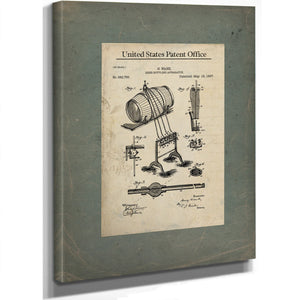 The Brewmasters Invention — Patent Drawing of Victorian Beer Bottling Apparatus — Framed Wall Art Room View | Bella Frye