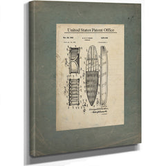 Us Patent No. 2531946 Surfboard by G B D Parker November 28 195 — Stretched Canvas Print | Bella Frye