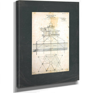 Love Point Lighthouse Blueprint Chesapeake Bay Sentinel Engineering Plans of 1871 — Stretched Canvas Print | Bella Frye