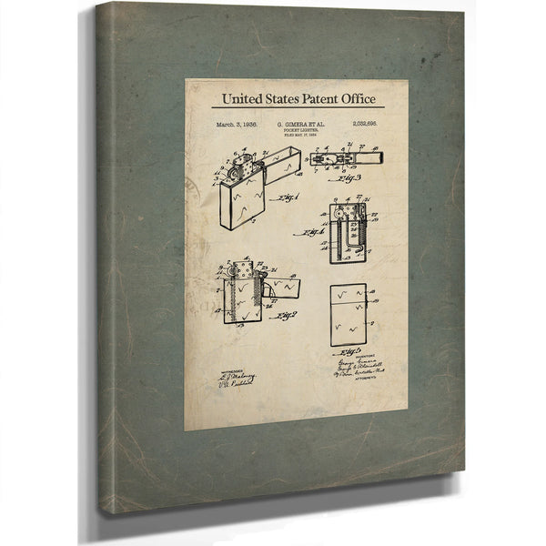 The Flame Keepers Blueprint — Patent Archive of the Pocket Lighter — Framed Wall Art Room View | Bella Frye