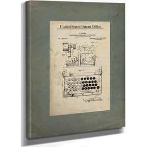 The Mechanical Instructor — Patent Blueprint of the Bates Typing Tutor — Framed Wall Art Room View | Bella Frye