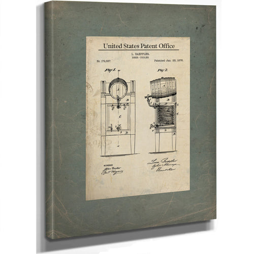 The Baeppler Beer Cooler Patent a Study in Victorian Temperance and Temptation — Framed Wall Art Room View | Bella Frye