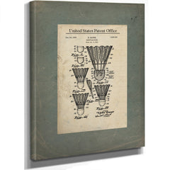 Us Patent No. 225325 Shuttle Cock by E Bauer (1935) — Stretched Canvas Print | Bella Frye