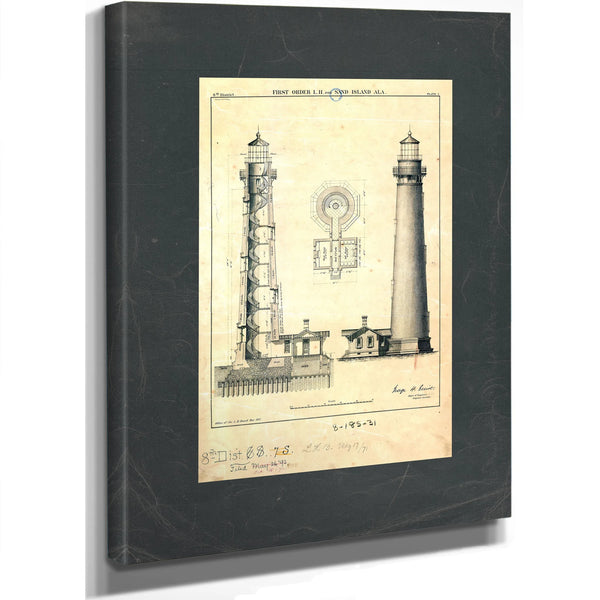 Sand Island Light Station Blueprint the Keepers Vigil — Stretched Canvas Print | Bella Frye