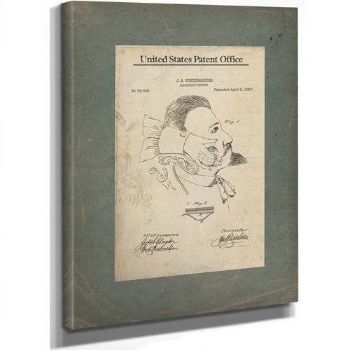 The Gentlemans Vanity Patent for the Whisker Shield — Stretched Canvas Print | Bella Frye