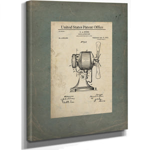 The Stowe Oscillating Fan Patent a Study in Mechanical Breeze — Framed Wall Art Room View | Bella Frye