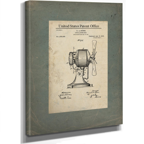The Stowe Oscillating Fan Patent a Study in Mechanical Breeze — Framed Wall Art Room View | Bella Frye