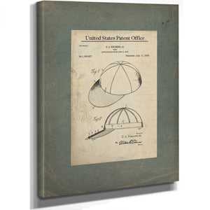 Us Patent No. 119427 Cap Design by Gj Kromer Jr (1916) — Stretched Canvas Print | Bella Frye