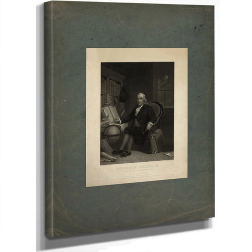 Benjamin Franklin Born in Boston Jany 17th 176 Died in Philadelphia April 17th 179 1847 — Stretched Canvas Print | Bella Frye