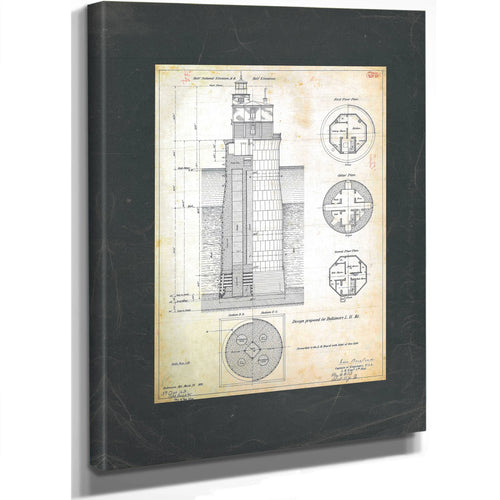 The Keepers Fortress Baltimore Harbor Light Engineering Blueprint — Stretched Canvas Print | Bella Frye