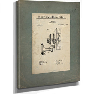 The Marelli Oscillating Fan Patent Blueprint — Framed Wall Art Room View | Bella Frye