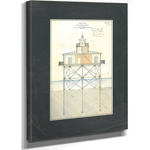 Seven Foot Knoll Lighthouse Blueprint the Sentinels Anatomy — Stretched Canvas Print | Bella Frye