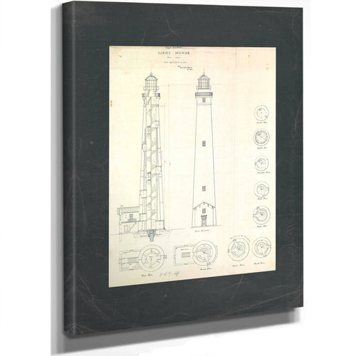 The Keepers Obsession Cape Lookout Lighthouse Blueprint — Stretched Canvas Print | Bella Frye