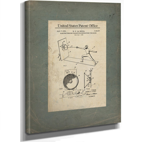 US Patent No. 312897 Electric Fencing Target for Instructing the Blind Rs La Rocca 1964 — Stretched Canvas Print | Bella Frye