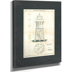 The Keepers Blueprint Mobile Point Light Station Engineering Schematic — Stretched Canvas Print | Bella Frye