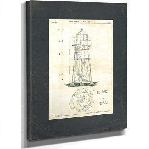 The Keepers Blueprint Mobile Point Light Station Engineering Schematic — Stretched Canvas Print | Bella Frye
