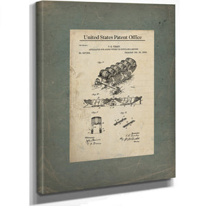 The Timby Aging Apparatus Patent Blueprint for Accelerated Spirits — Stretched Canvas Print | Bella Frye