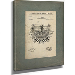 The Barron Typewriter Patent — Blueprint of the Written Word — Framed Wall Art Room View | Bella Frye
