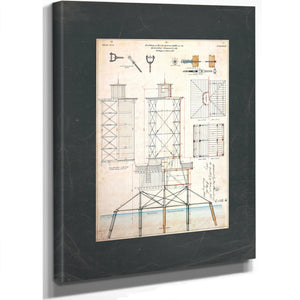 The Keepers Skeleton Brewerton Channel Lighthouse Blueprint — Stretched Canvas Print | Bella Frye