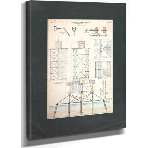 The Keepers Skeleton Brewerton Channel Lighthouse Blueprint — Stretched Canvas Print | Bella Frye