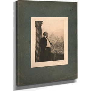 William Mckinley Preparing to Speak to Large Crowd From Balcony 192 — Stretched Canvas Print | Bella Frye