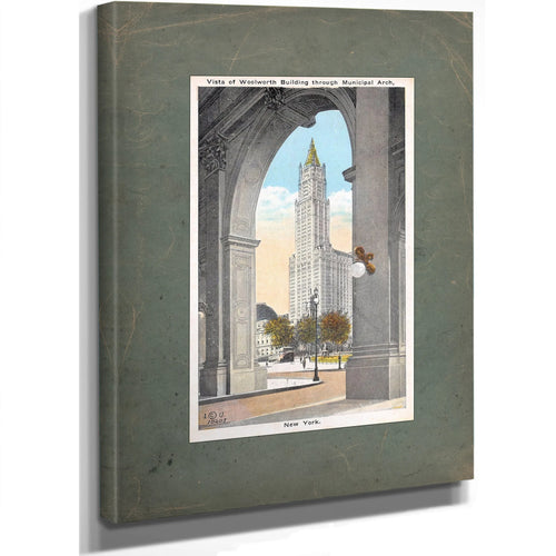 Cathedral of Commerce Through the Archway of Power — Stretched Canvas Print | Bella Frye