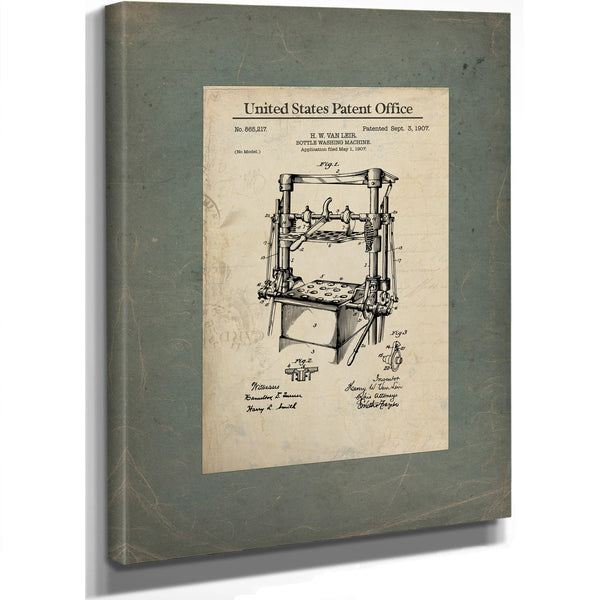 The Bottlers Apparatus — Patent Drawing of Industrial Alchemy — Framed Wall Art Room View | Bella Frye
