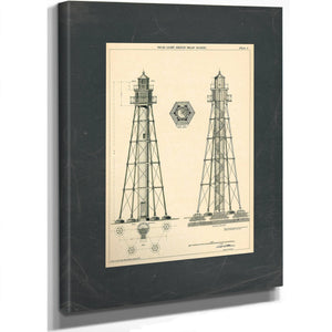 The Keepers Vigil Hilton Head Range Light Blueprint — Stretched Canvas Print | Bella Frye