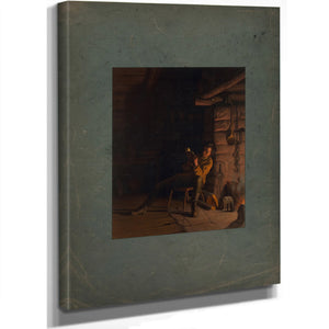 The Boyhood of Lincolnan Evening in the Log Hut 1868 — Stretched Canvas Print | Bella Frye