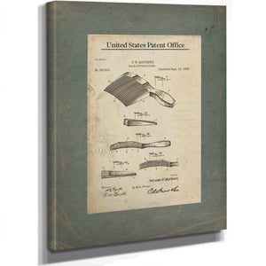 The Barbers Invention Patent Drawing of the Hair Cutters Comb — Stretched Canvas Print | Bella Frye