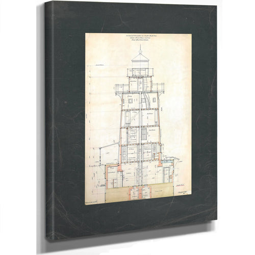 The Keepers Vigil Hooper Island Light Station Blueprint — Stretched Canvas Print | Bella Frye