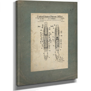 The Scriveners Mechanism Schmidt Multicolor Pen Patent — Framed Wall Art Room View | Bella Frye
