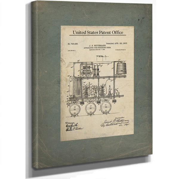 The Wittemann Brewing Apparatus Victorian Beer Finishing Patent Blueprint — Framed Wall Art Room View | Bella Frye