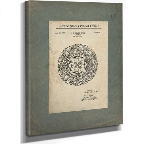 The Birkin Lace Mat Patent Ornamental Delicacy of the Machine Age — Framed Wall Art Room View | Bella Frye