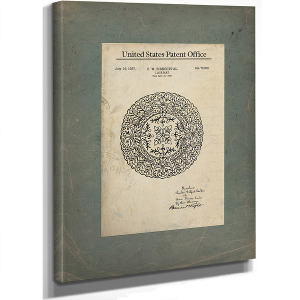 The Birkin Lace Mat Patent Ornamental Delicacy of the Machine Age — Framed Wall Art Room View | Bella Frye