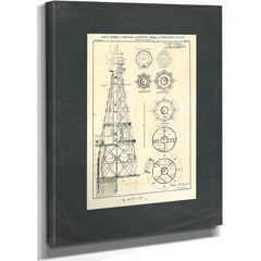 The Iron Sentinels of Trinity Shoal — Lighthouse Engineering Blueprint — Stretched Canvas Print | Bella Frye