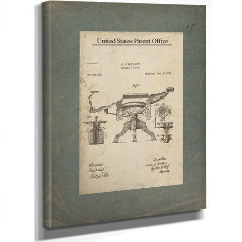 The Barbers Throne Patent Print — Stretched Canvas Print | Bella Frye