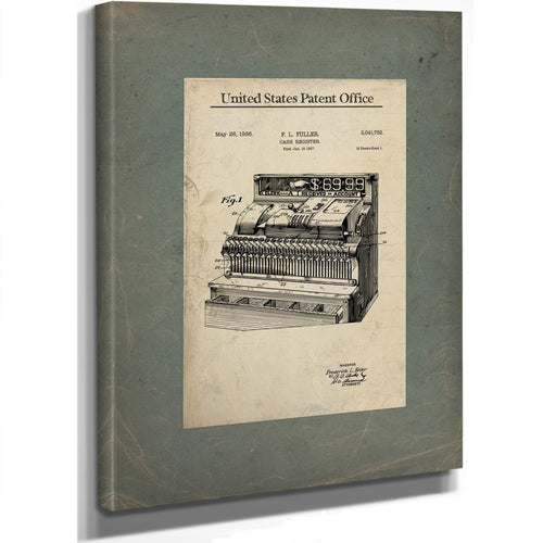 The Merchants Mechanical Mind Fuller Cash Register Patent — Framed Wall Art Room View | Bella Frye