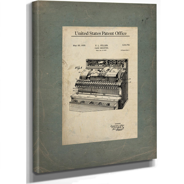 The Merchants Mechanical Mind Fuller Cash Register Patent — Framed Wall Art Room View | Bella Frye