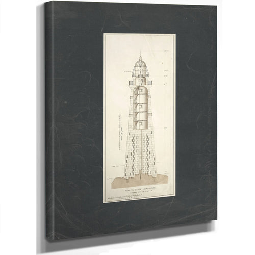 The Keepers Spiral Minots Ledge Lighthouse Blueprint — Stretched Canvas Print | Bella Frye