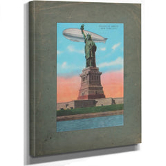 The Colossus and the Silver Leviathan Libertys Vigil at the Golden Door — Stretched Canvas Print | Bella Frye