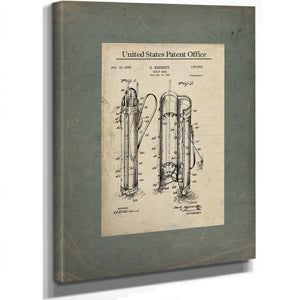 Us Patent No. 1575 Golf Bag by B Kennedy (1926) — Stretched Canvas Print | Bella Frye