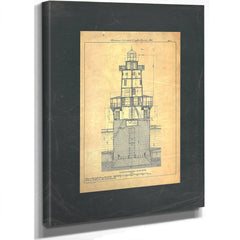 The Keepers Vigil Hooper Island Lighthouse Blueprint — Stretched Canvas Print | Bella Frye