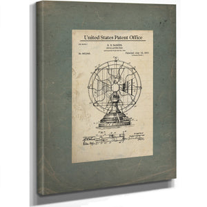 The Barker Oscillating Fan Patent Blueprint — Framed Wall Art Room View | Bella Frye